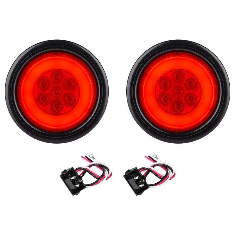 Lumitronics RV HALO LED 4 Inch Sealed Round Stop/Turn/Tail Lights (Red Pair) - Image 1